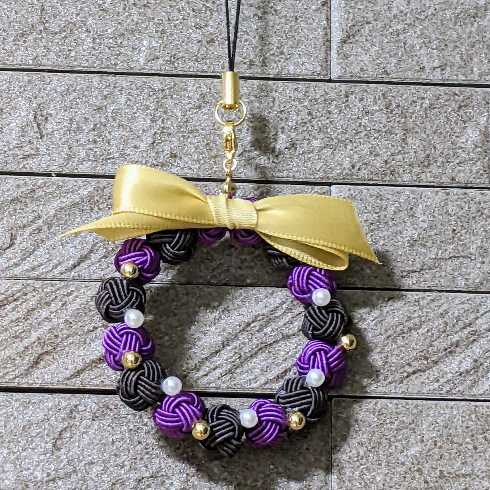 水引ハロウィンリース パープル×ブラック ☆ハロウィン おばけ 魔女 黒