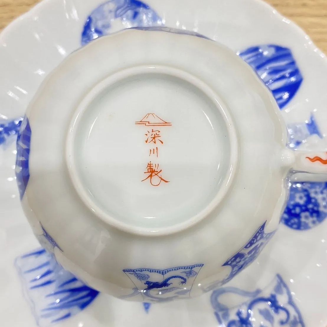 深川製磁 カップ & ソーサー ペアセット ブルーチャイナ 宮内庁 深川製磁 カップ & ソーサー ペアセット ブルーチャイナ 宮内庁