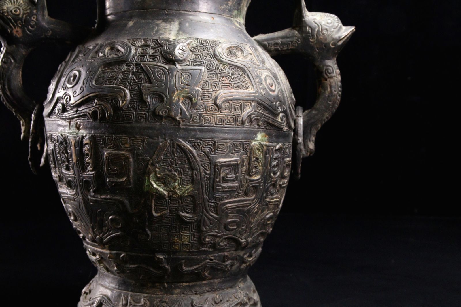 中国美術 青銅製 饕餮文蟠龍蓋罌 39cm 4487g 唐物骨董 楾 R193.2-ORQ8