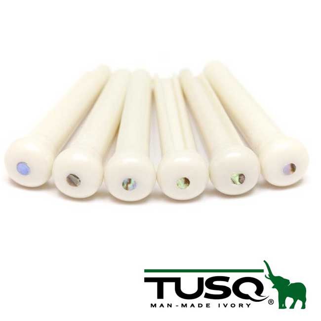 TUSQ（タスク） 人工象牙ブリッジピン6本入り Paua貝黒ドット PP-1182-00