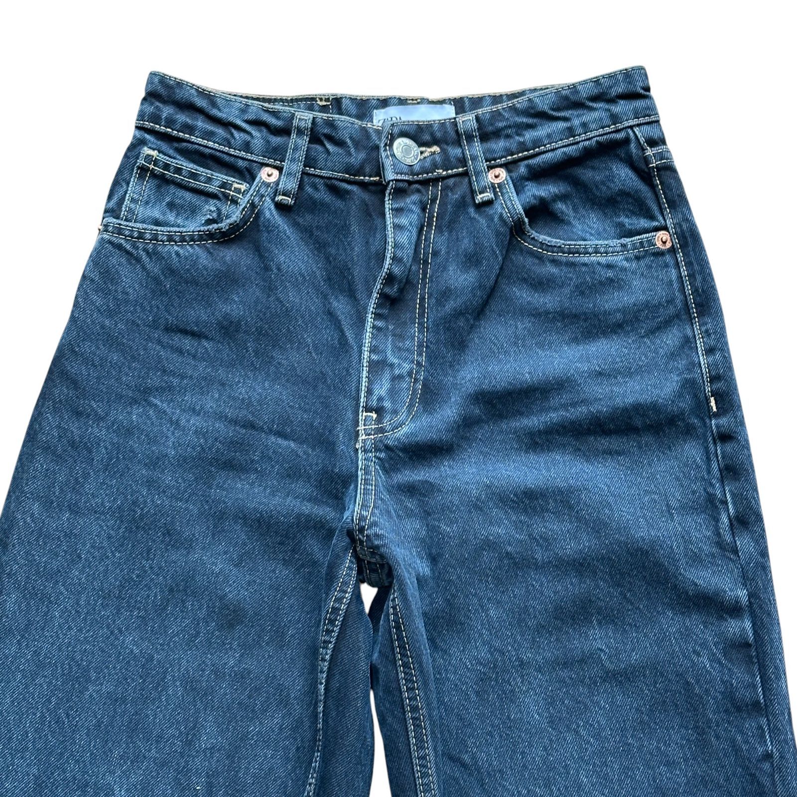 ZARA ザラ　大人気デニム　36 ZARA ザラ デニムパンツ 36 ブルー ベルト付き レディース 古着