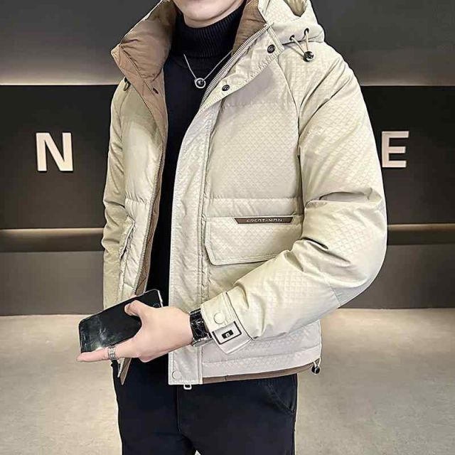 秋冬 コーデ メンズ 服 シンプル ファッション オシャレ 大人 かっこいい 大きいサイズ ストリート 紳士服 カラー ダウン ジャケット 冬 ハイエンド フード付き 防寒 服 厚手