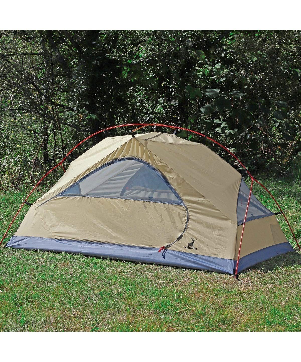  キャプテンスタッグ CAPTAIN STAG テント ツーリング ドームテント アルミテント 2人用 UVカット アルミポール採用 カーキ フライ210 255 H 115 cm インナー210 135 105 UA 61 タープ シェード本体 タープ シェード