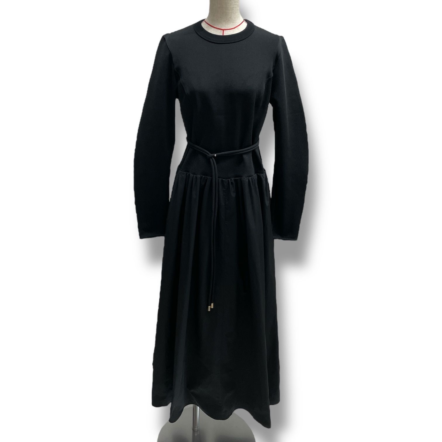 極美品✨【完売品】ADAM ET ROPE ワイドスリーブコンビワンピース　黒 ADAM ET ROPE' アダムエロペ ワイドスリーブコンビワンピース