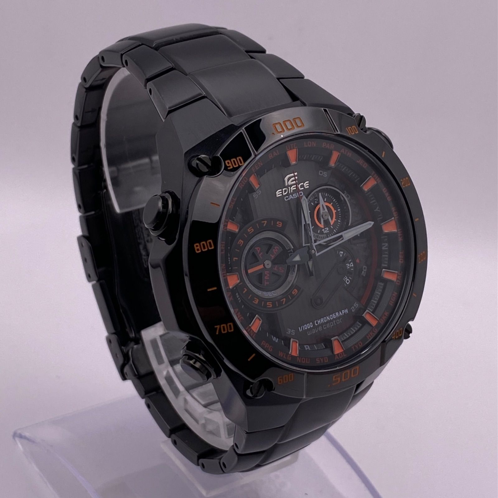 T321）美品 稼動品 CASIO カシオ 電波ソーラー EDIFICE クロノグラフ