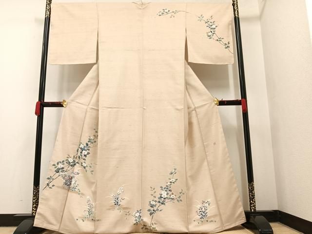 平和屋着物○訪問着 作家物 白山紬地 枝花文 正絹 逸品 未使用