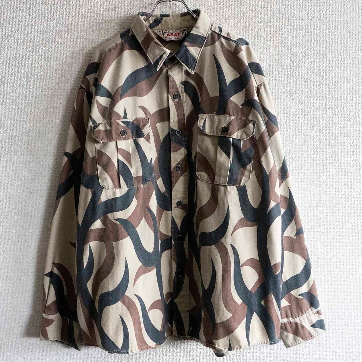 90s| ASAT トライバルカモ ロングスリーブシャツ 長袖 ミリタリー 古着 25040890