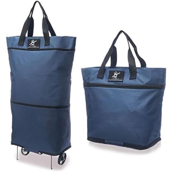 ネイビー [ＡＯＴＯ ＢＡＧ＼ＴＨＥ ＯＲＩＧＩＮＡＬ∞Ａ] 【AOTOBAG】 折りたたみ 2WAY キャリー トートバッグ 大容量 軽量 コンパクト 買い物バッグ 旅行用 ボストンバッグ サブバッグ