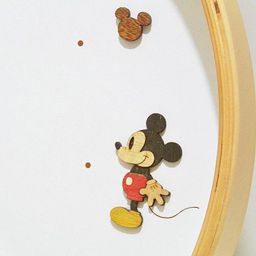 ディズニー ウッドパーツクロック 壁掛け時計 ミッキー&ミニー