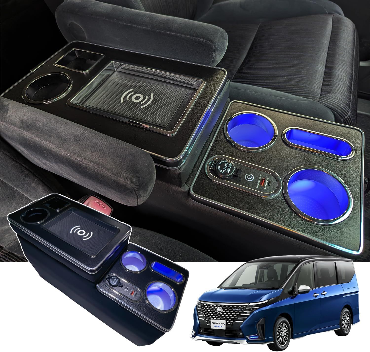 Buy it セレナ c28 e-POWER コンソールボックス セレナ C28ガソリン車 コンソールボックス (e-poweru0026ガソリン車兼用 ワイヤレス充電)