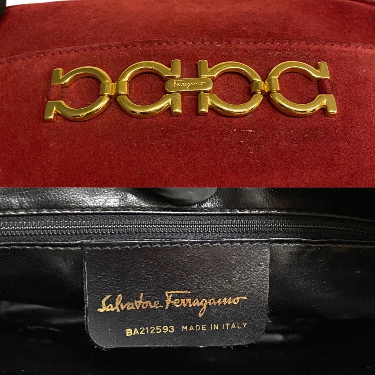 美品 Salvatore Ferragamo フェラガモ ガンチーニ 金具 レザー