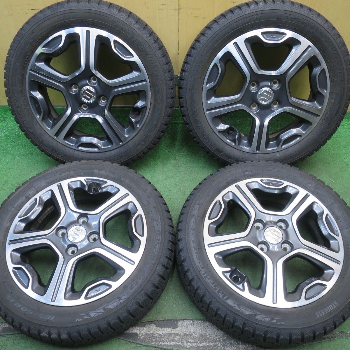 バリ溝 22年 9.5分以上 スズキ MR31S ハスラー 純正 165 60R15 スタッドレス トーヨー オブザーブ GIZ2 15インチ PCD100 4H 5092402NJス