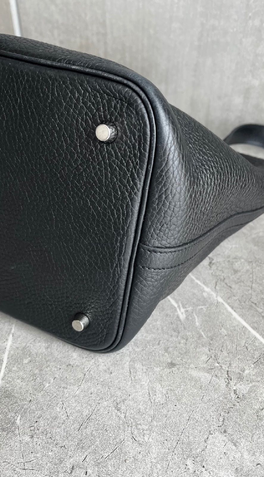 【HERMES】ピコタンロックMM/ノワール/ シルバー金具 エルメス ピコタンロック MM ノワール トゴ シルバー金具 W刻印