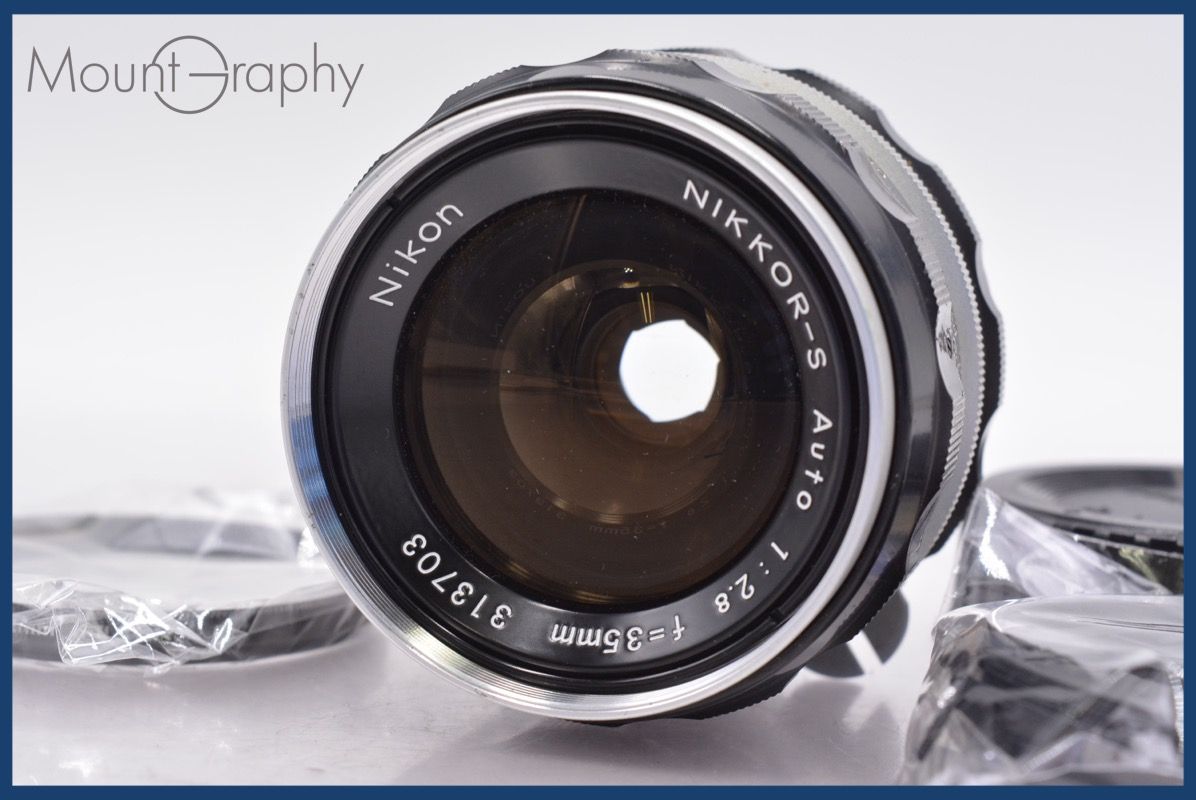 ニコン Nikon NIKKOR-S Auto 35mm F2.8 非Ai 前後キャップ-レンズフィルター付 完動 同梱可 mj5504
