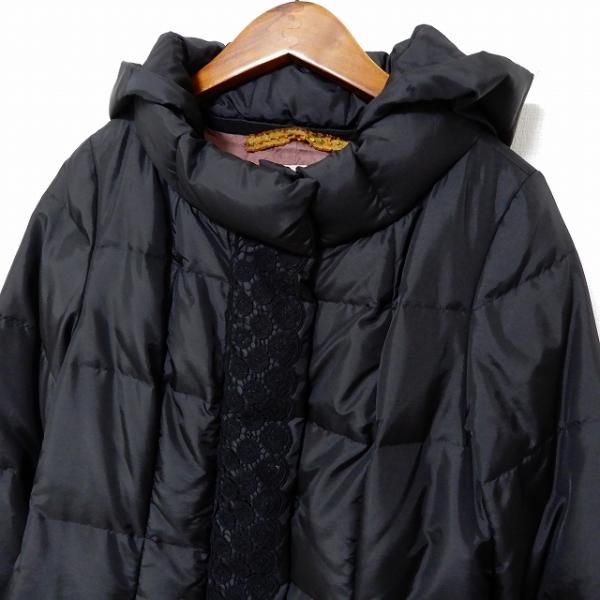wnc シビラ Sybilla ダウン ロング コート L 黒 レース レディース