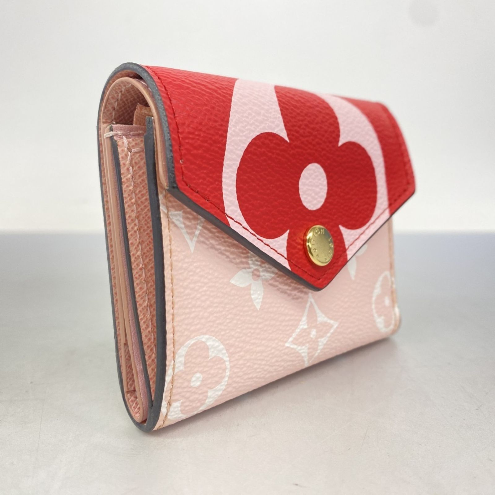 ルイヴィトン ポルトフォイユ ゾエ レッド 三つ折り財布 LV ルイ