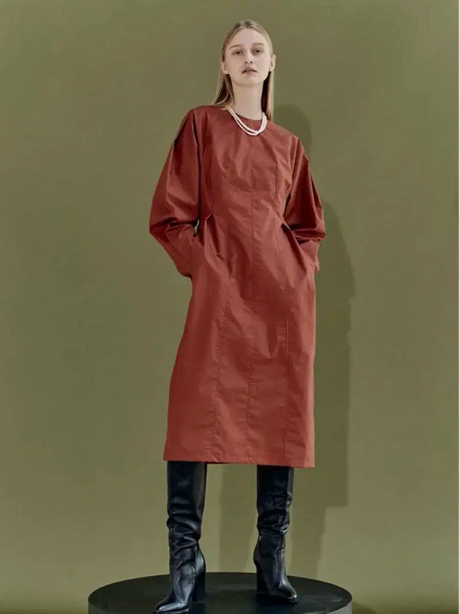 エノール ロング ワンピース ボリューム タック ドレス ENOR