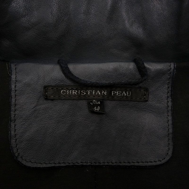 CHRISTIAN PEAU 羊革 ライダース ジャケット フード収納可能 クリスチャンポー/CHRISTIAN PEAU ライダース ラムレザー 羊革
