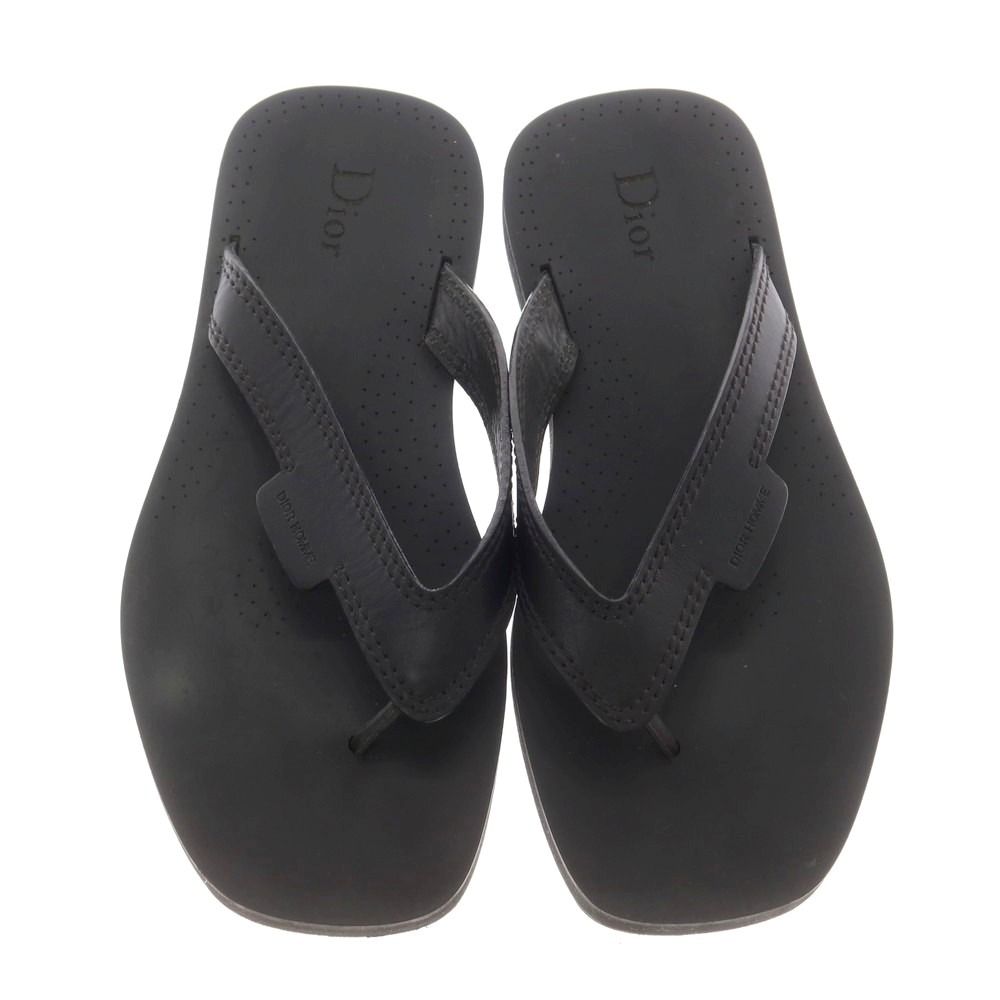 Dior ブラック レザー サンダル　38 新品未使用 中古】ディオールオム Dior Homme レザー トングサンダル