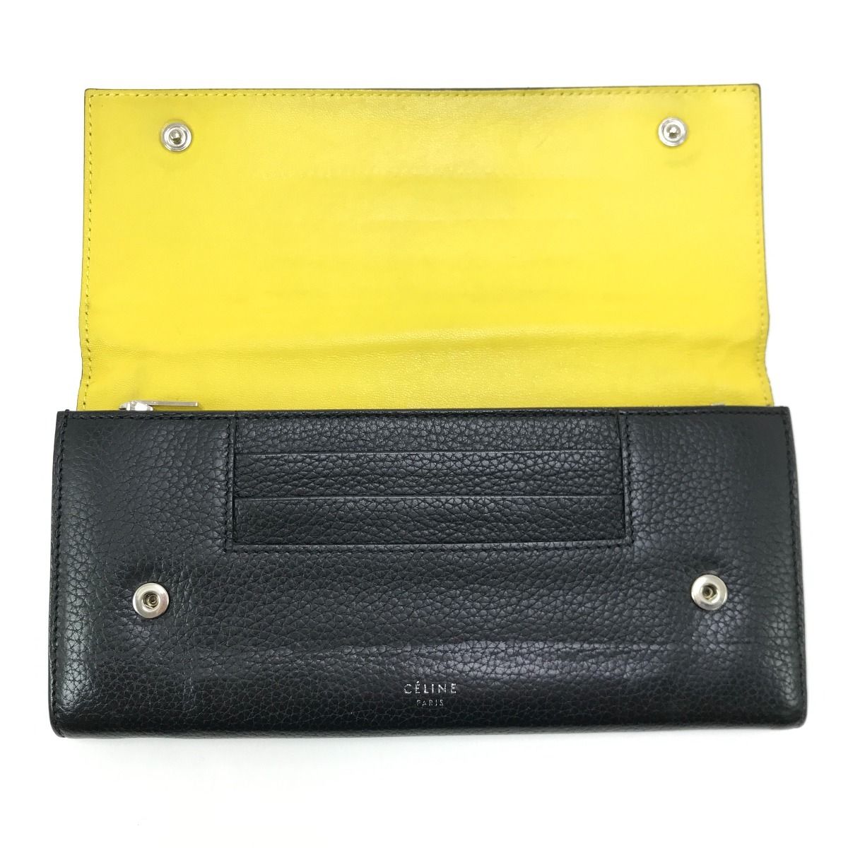 CELINE セリーヌ ラージ ジップドマルチファンクション ブラック/イエロー CELINE セリーヌ 長財布 ラージフラップマルチファンクション S
