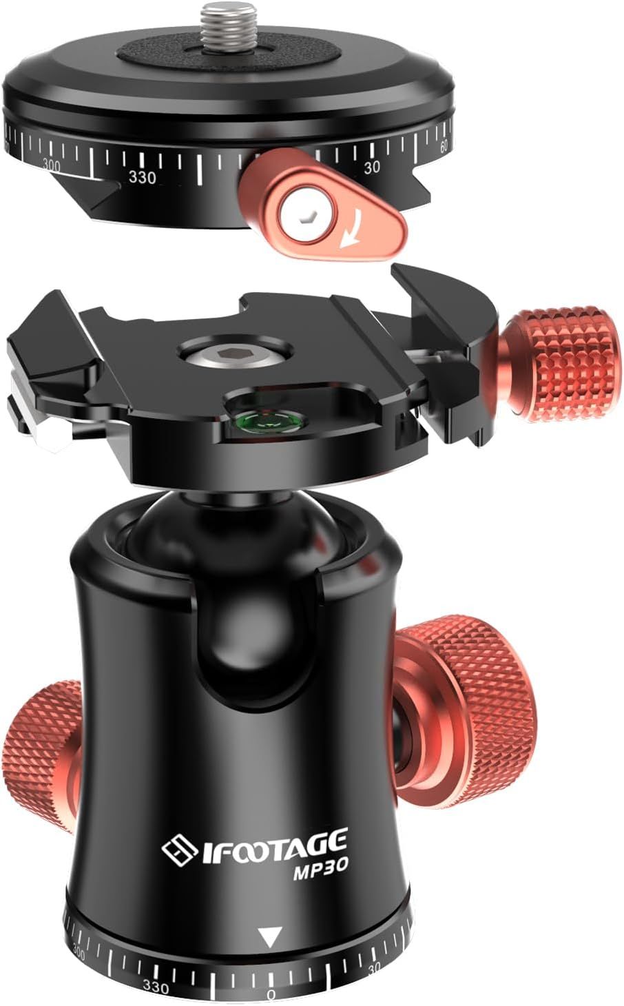 IFOOTAGE 自由雲台三脚ボール雲台 MP30デュアル360パノロミック撮影三脚ボール雲台ボールヘッドマウント三脚一脚スライダーデジタル一眼レフカメラ用プロアルミボールヘッド10KGサポート1/4イ