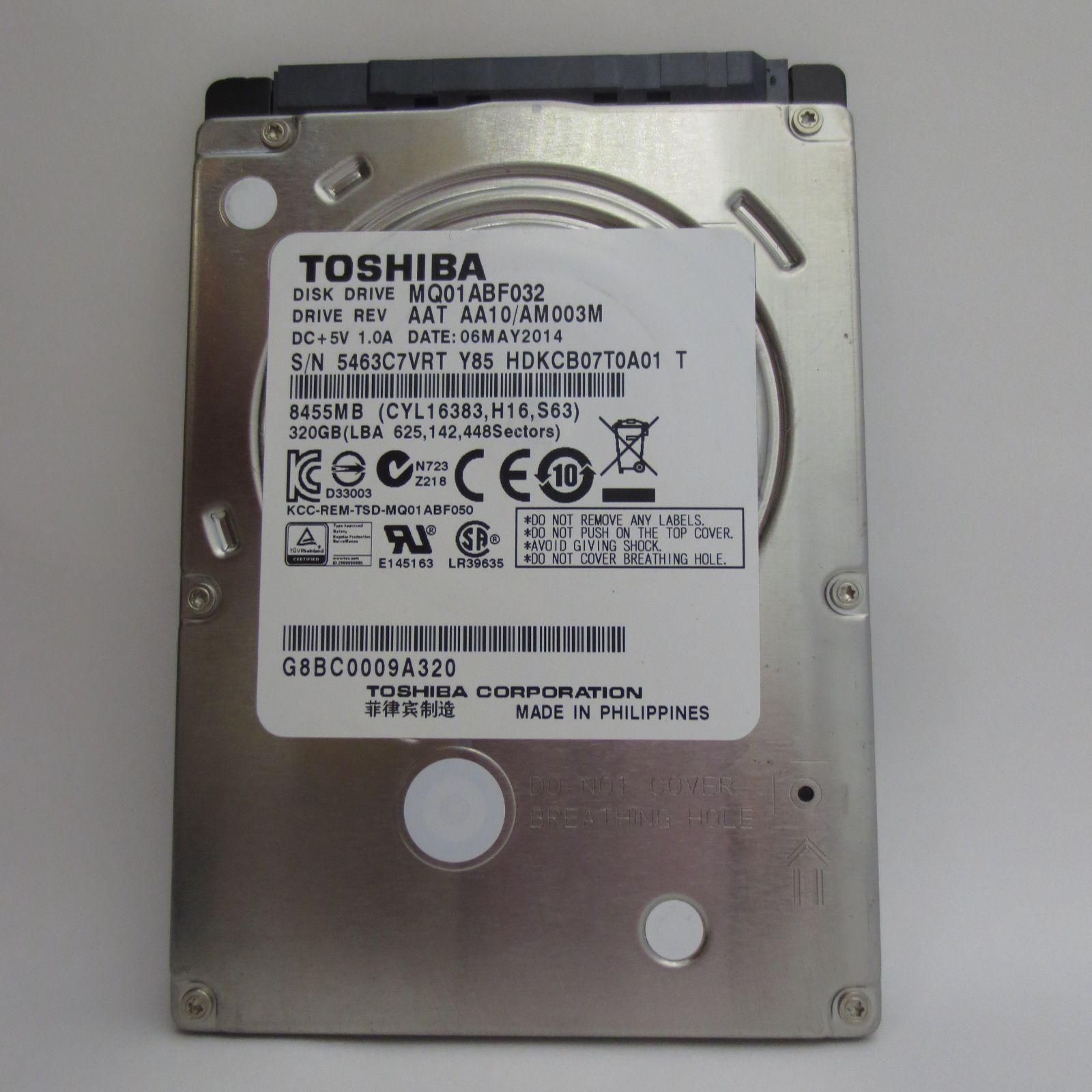 ジャンク】TOSHIBA 2.5インチ 7mm HDD SATA(Serial ATA) 320GB