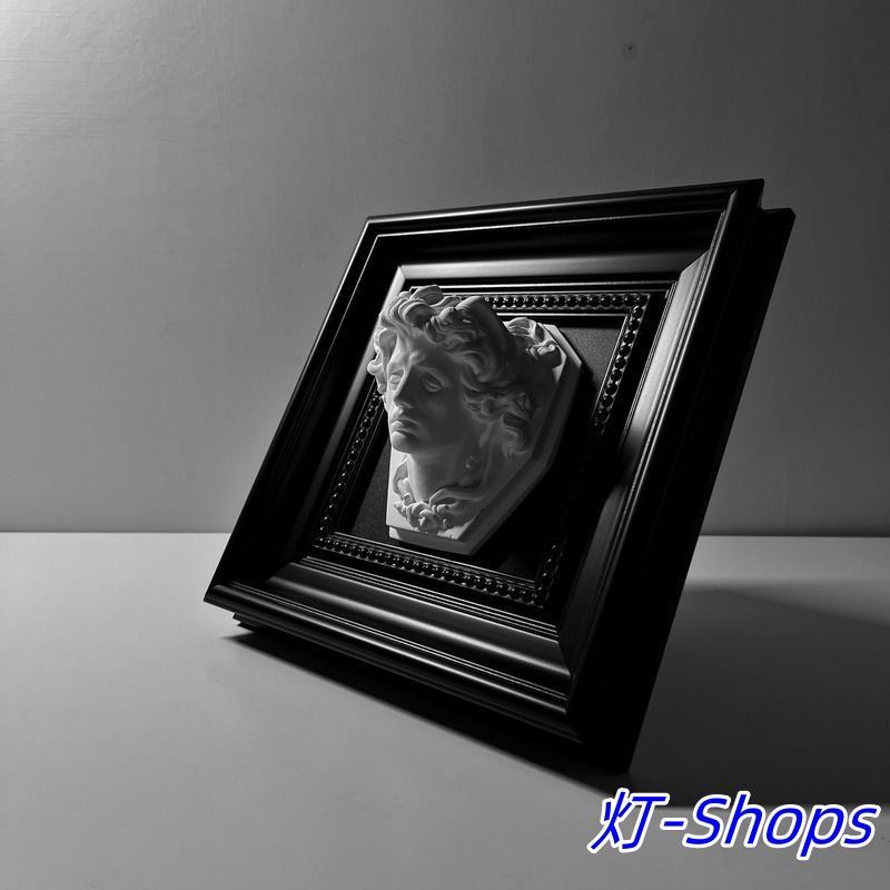 彫刻 メデューサ 立体感 エレガント 額縁付き オブジェ 置物 おしゃれ アート 壁掛け インテリア ウォールアート ツートーン 白5-176