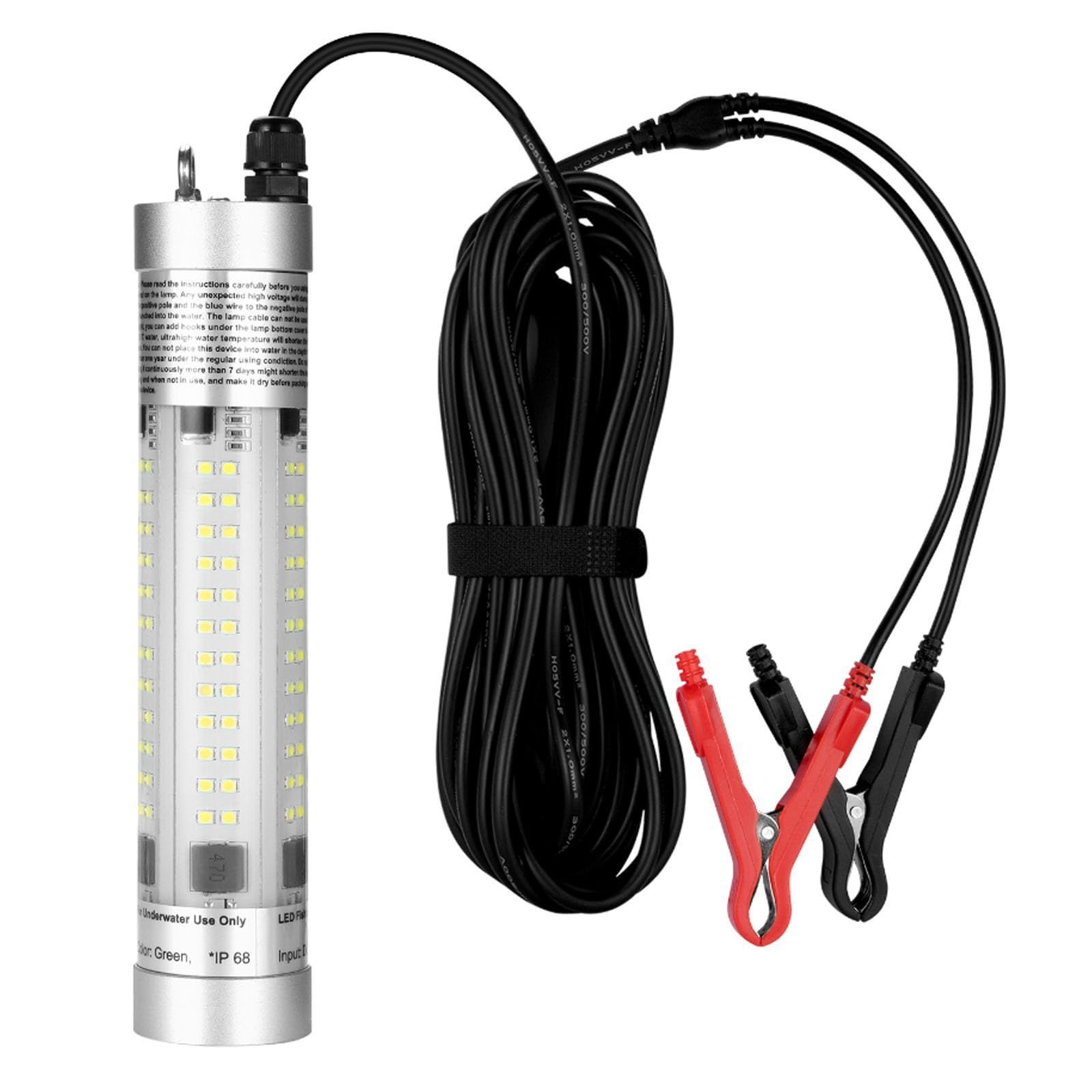 RullPulu 水中集魚灯 30W 80W 150W 300W超高輝度耐久性アルミニウム夜間水中魚餌LEDランプ 3500 9600 20900 36000ルーメンDC12V-24V 6m 8m 12m電源ケーブル 投光器 夜釣り 船からの釣り 岸から