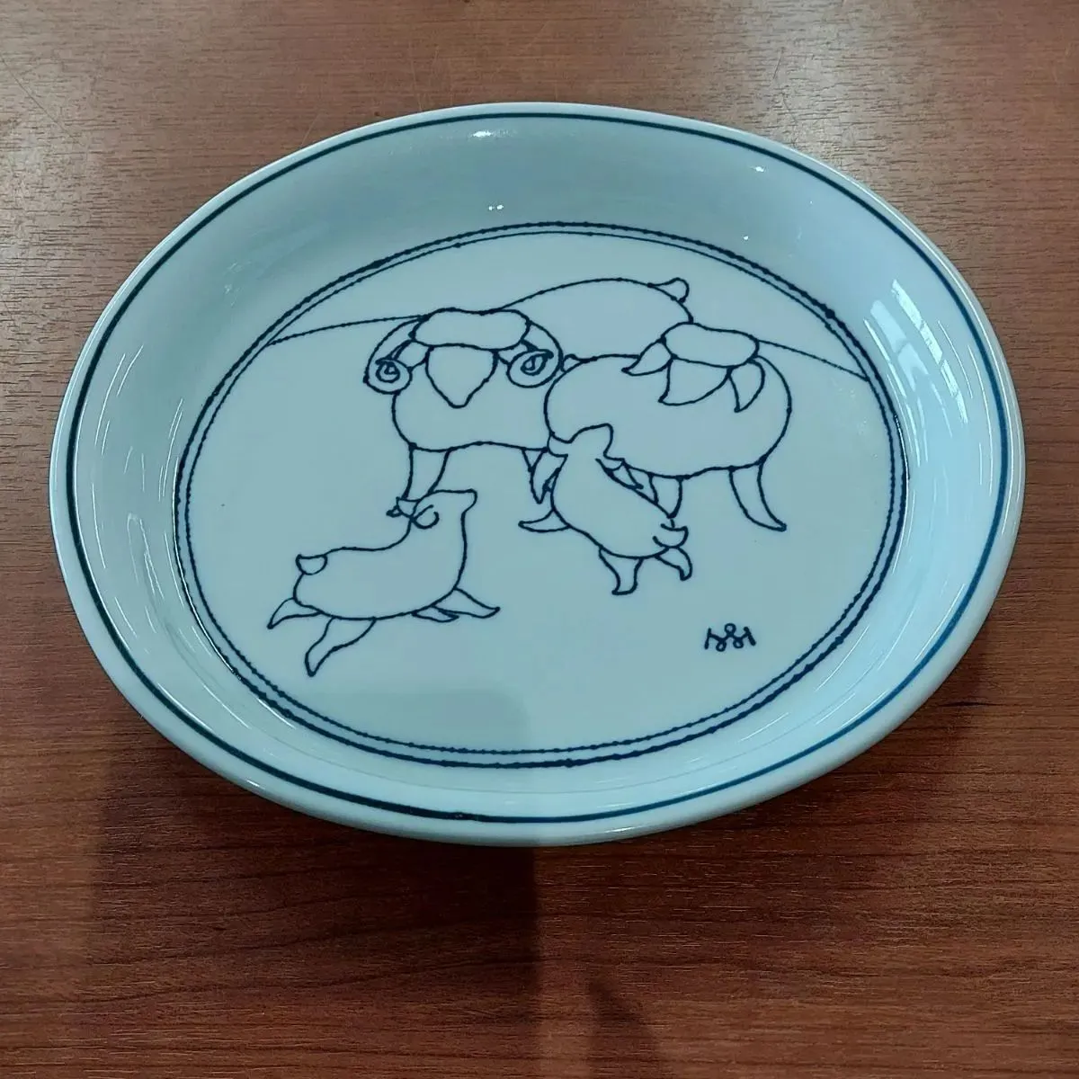 m114 綿貫宏介 絵皿 無汸庵 青い線画の皿 6枚セット m114 綿貫宏介 絵皿 無汸庵 青い線画の皿 6枚セット m114