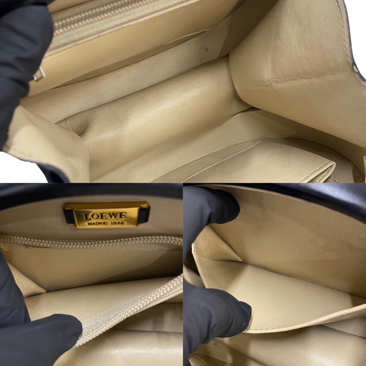 極 美品 保存袋付き LOEWE ロエベ 丸型 ラウンド アナグラム ロゴ