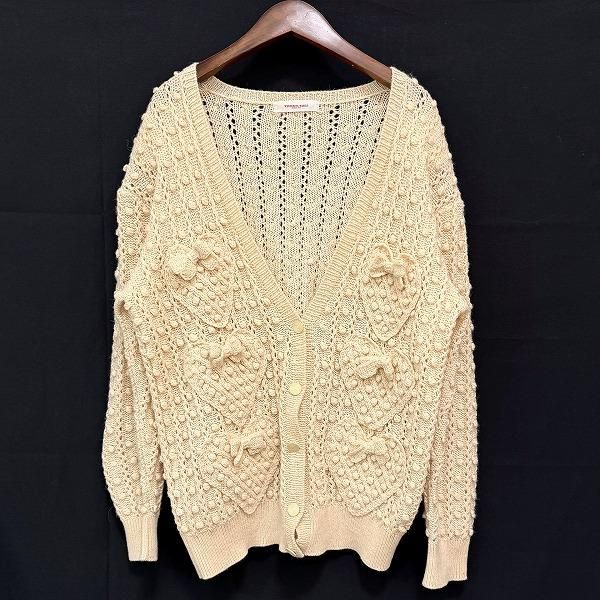 #wnc ワンダフルワールド カネコイサオ WONDERFUL WORLD カーディガン クリーム色 ニット アルパカ混 アンゴラ混 レディース [936240]