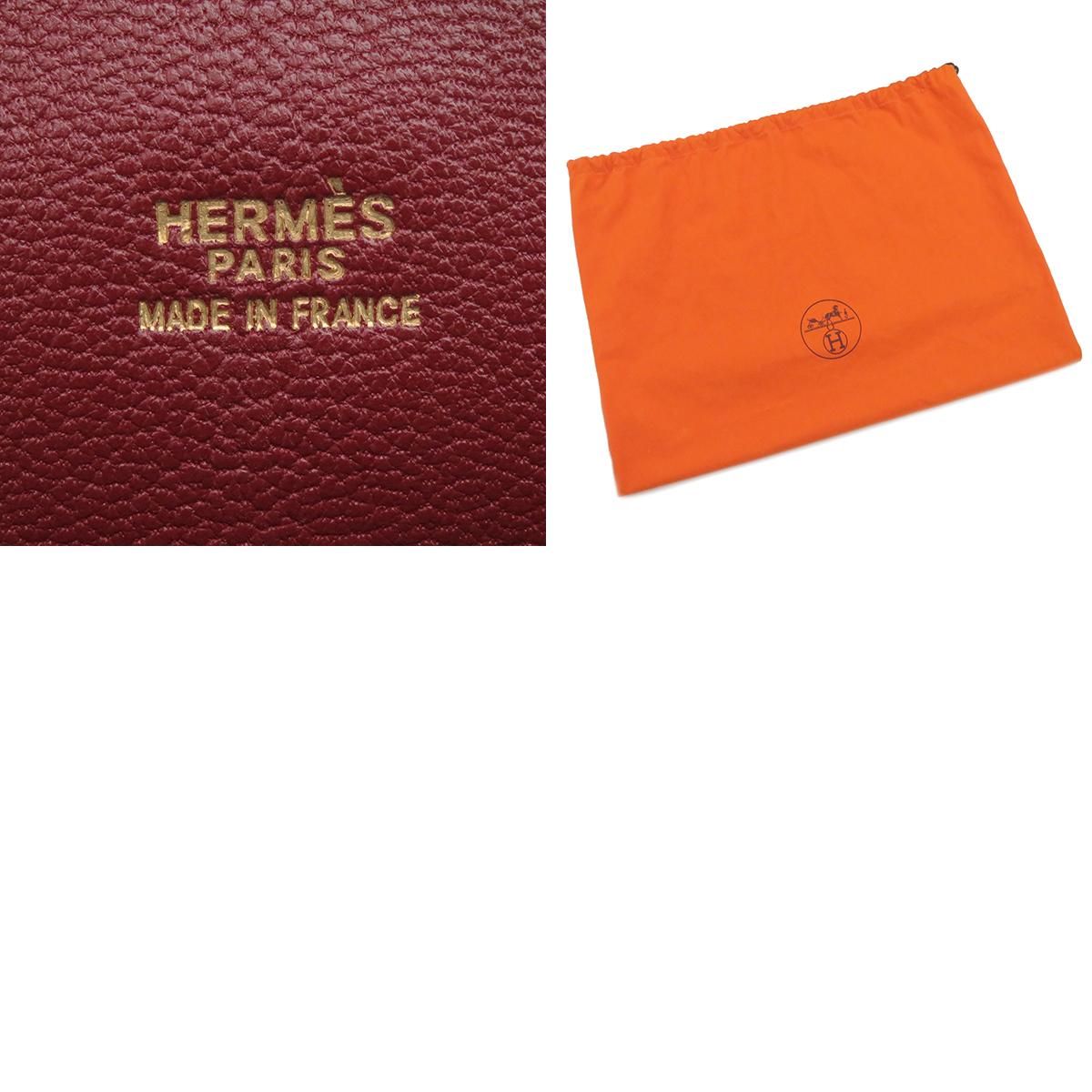 エルメス HERMES ハンドバッグ プリュム32 ヴォーシャモニー ルージュアッシュ ゴールド金具 赤  □E刻印 【保存袋】【中古】