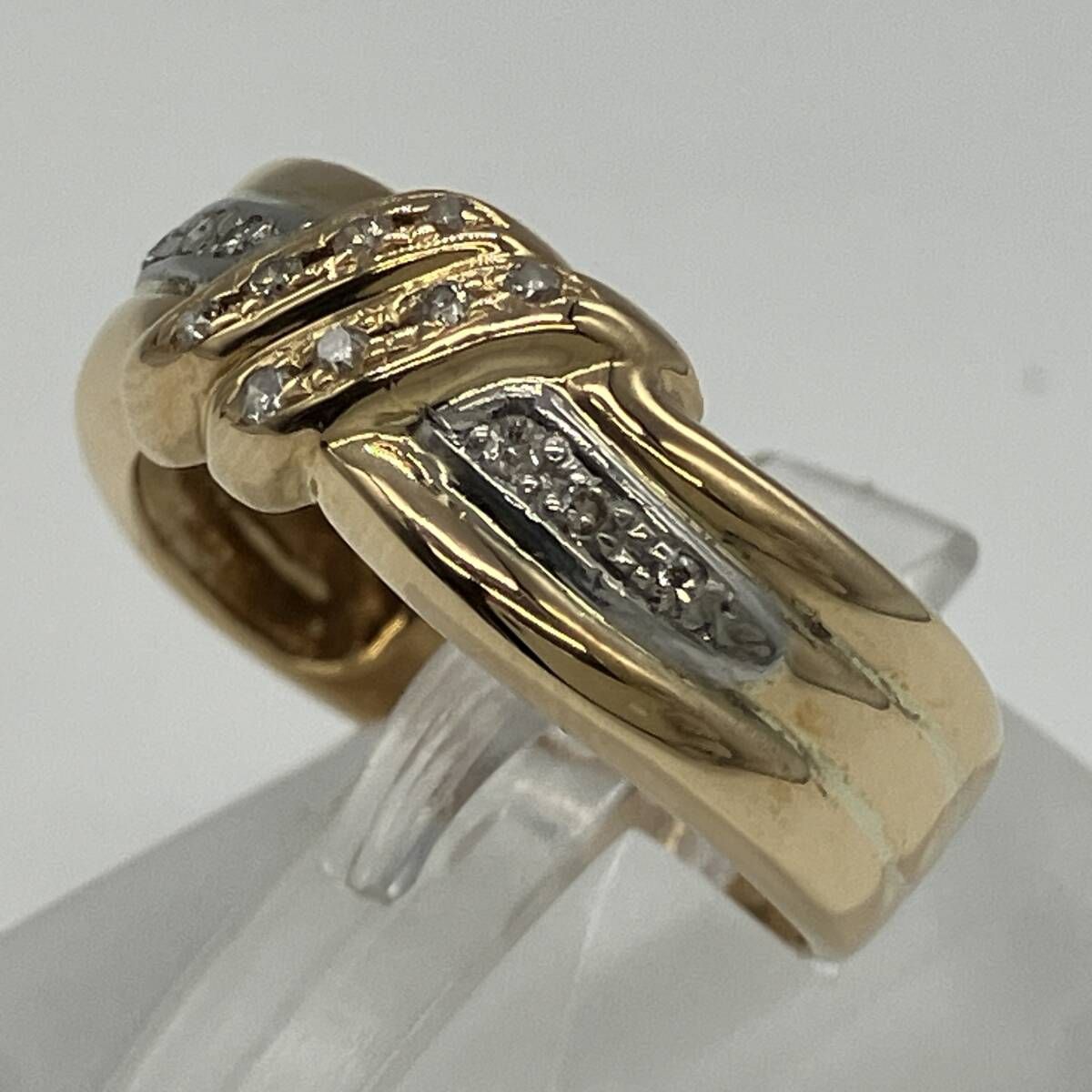 プラチナ K18 18金 Pt850 プラチナ850 デザインリング 8.5号 2.7g 研磨