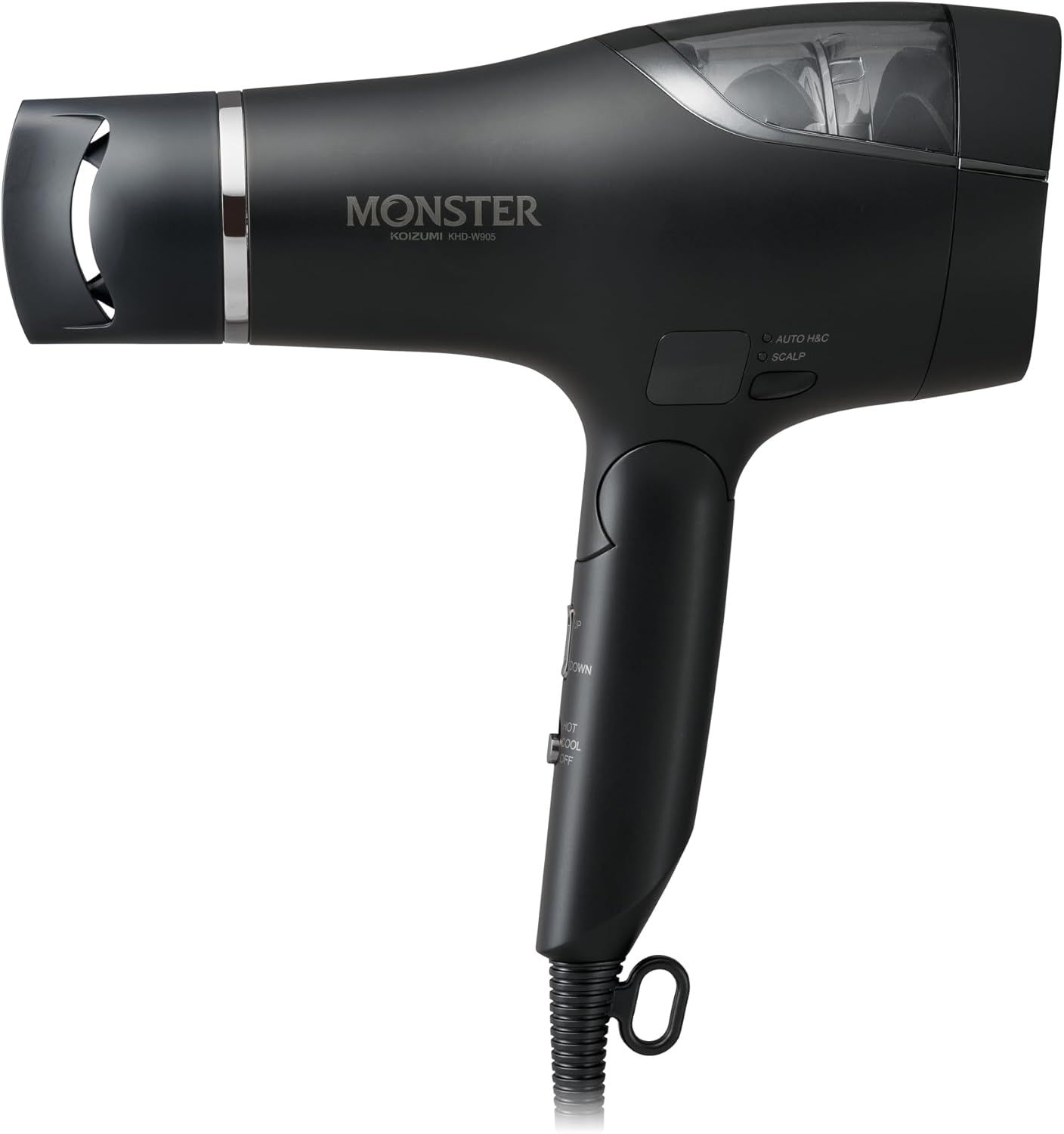 【Amazon.co.jp限定】 コイズミ ヘアドライヤー モンスター 大風量 速乾 温冷自動切替 低温風モード デジタルディスプレイ ダブルファン ブラック KHD-W905/BK