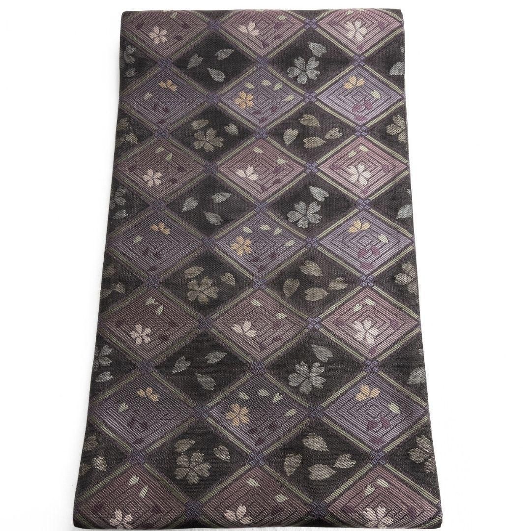 未着用変わり市松桜花模様菱袋帯着物021a p 