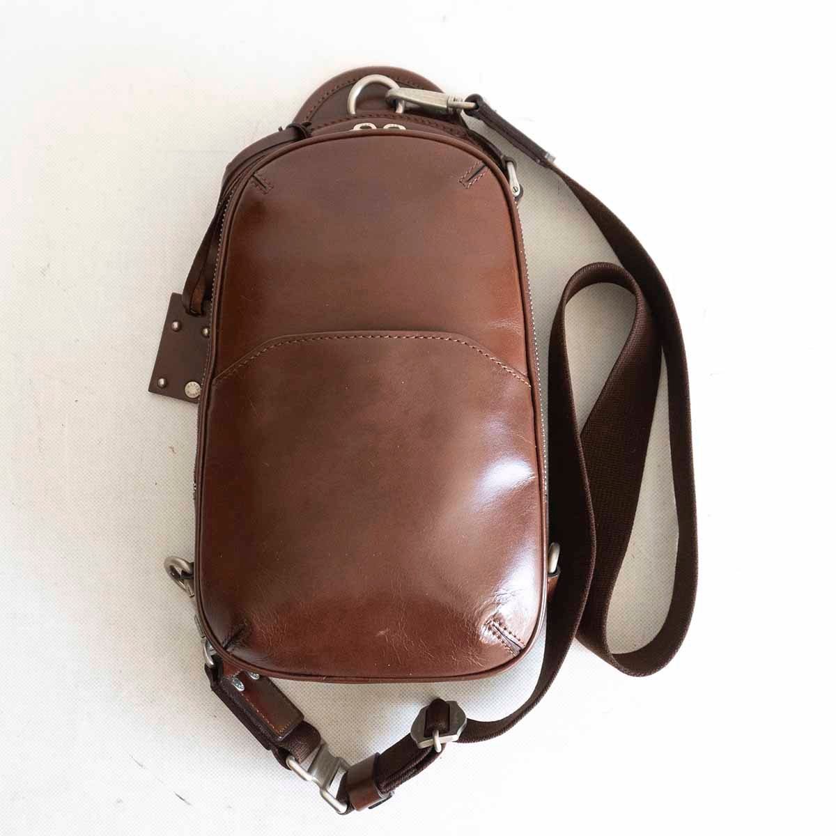 HERGOPOCH エルゴポック✨ボディバッグ　レザー　本革　ブラウン HERGOPOCH 最大42%☆9/4限定 エルゴポック ワンショルダーバッグ