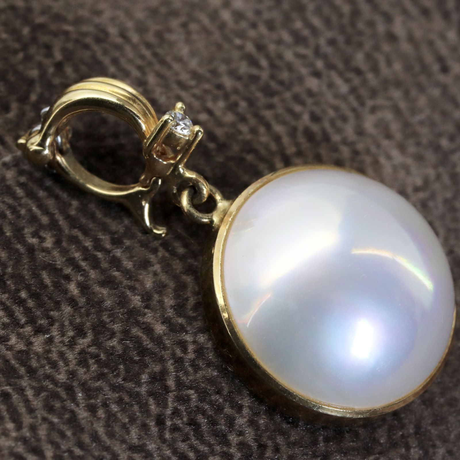 田崎真珠 ネックレストップ K18 ダイヤモンド 0.01ct×マベパール