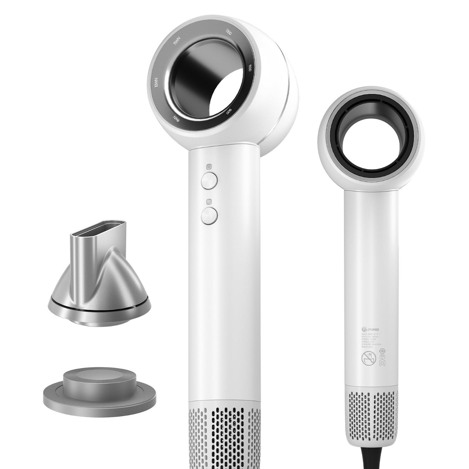 コンパクト 5段階温度調整 家庭用 NTC過熱保護 ヘアサロン 静電気抑制 乾燥時間短縮 出張 315g超軽量 旅行 中空構造 水泳館 速乾ドライヤー 4億マイナスイオン ヘアドライヤー 日本正規品 1200W 集風ノズル付き 大風量 ホワイト JYUNS