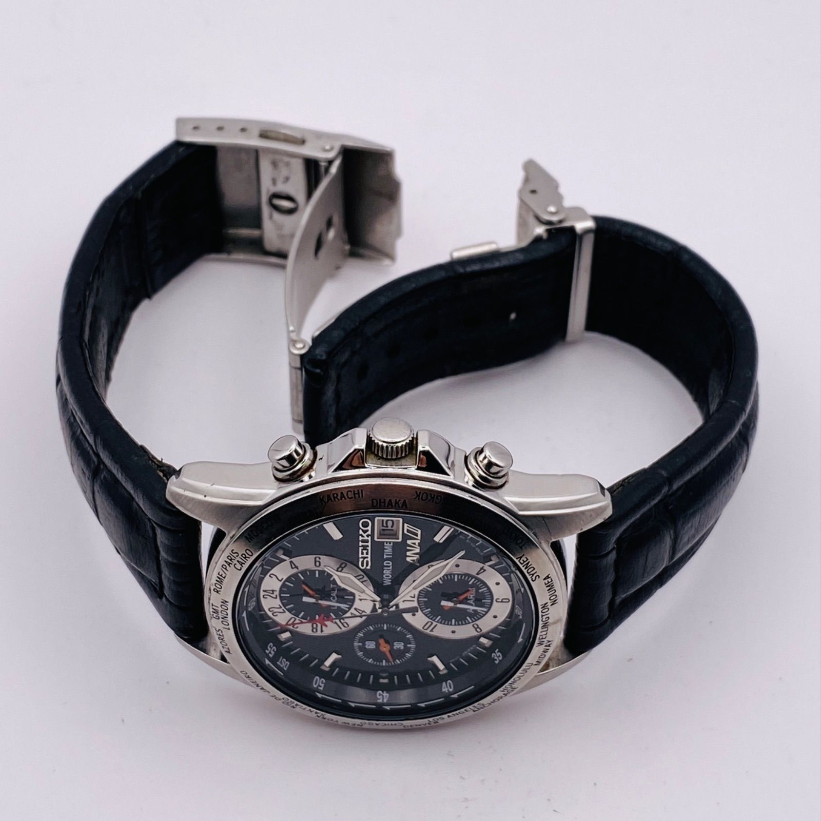 T143）希少 良品 稼動品 SEIKO セイコー クロノグラフ ANA限定モデル