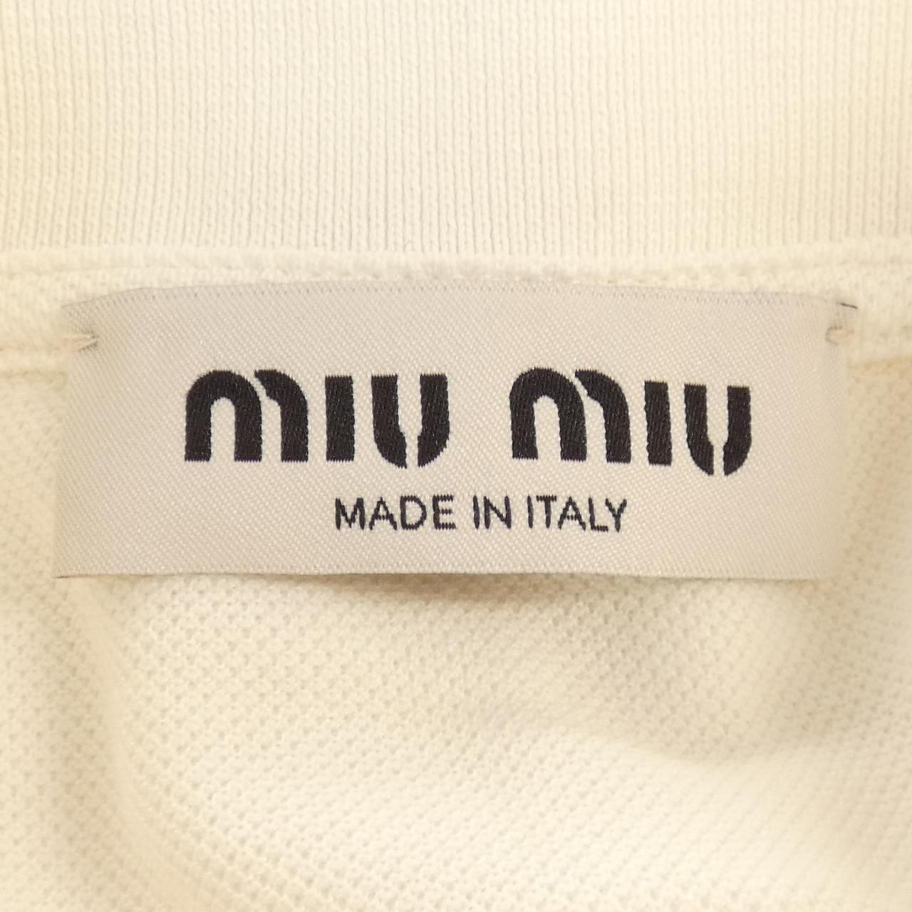 ミュウミュウ　miumiu ポロシャツ　プラダジャパン ネイビー コットンピケ ポロシャツ | Miu Miu