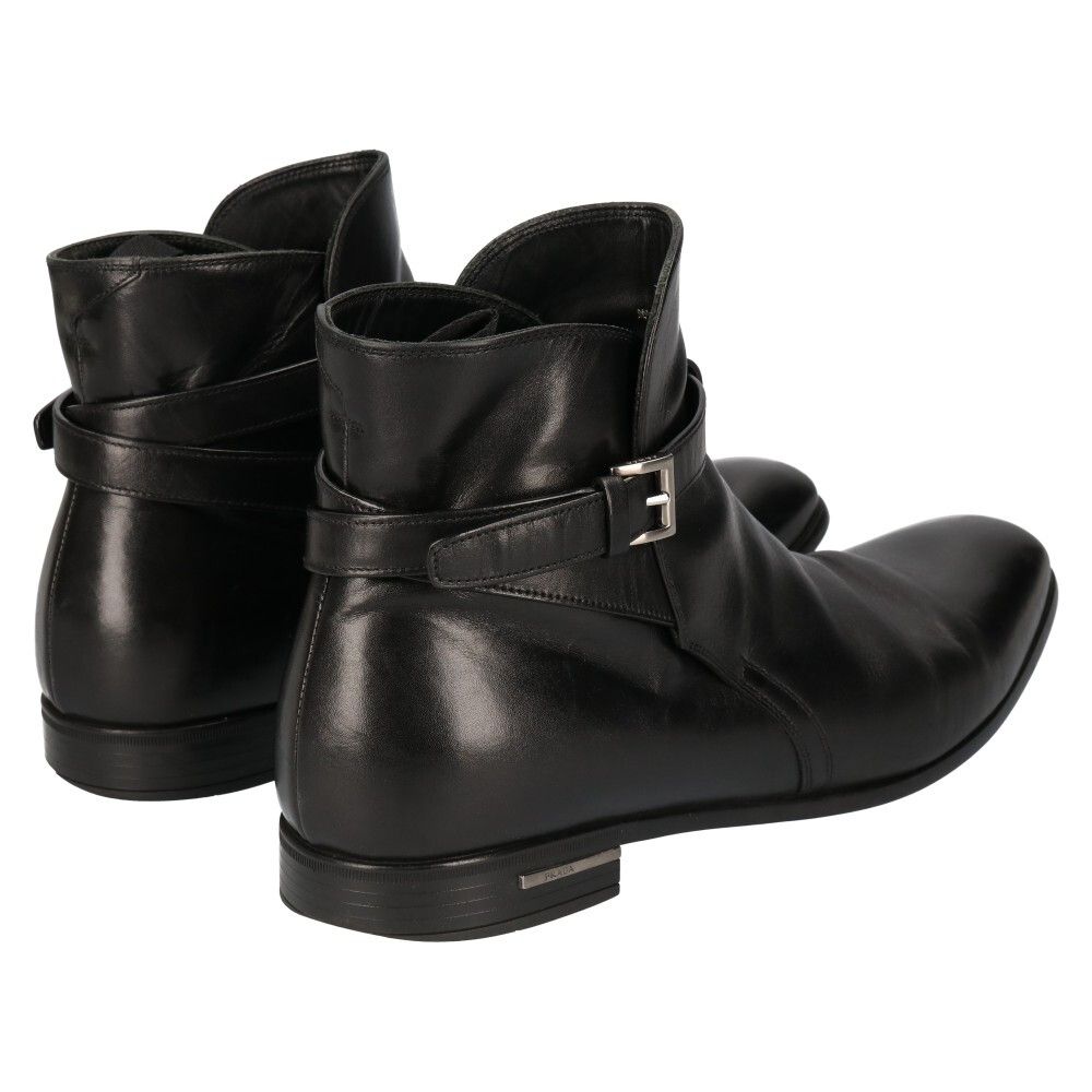 PRADA (プラダ) アンクルベルトレザーブーツ ブラック 2TC029 8.5