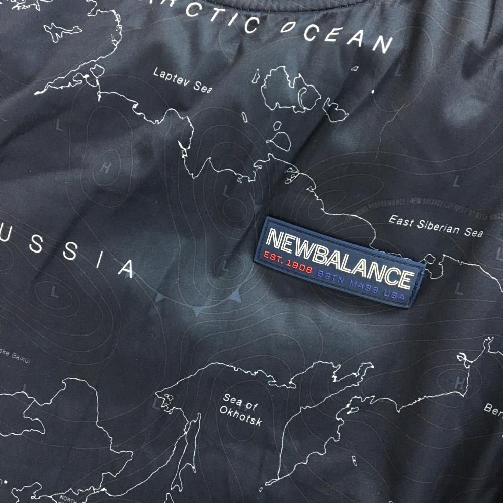 美品】ニューバランスゴルフ 2WAY中綿スニード ネイビー×白 世界地図柄