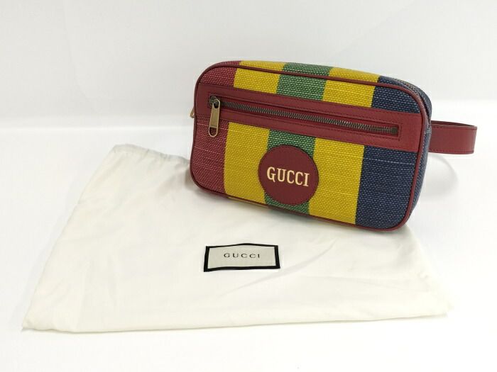 GUCCI ボディバッグ バイアデラ ストライプ キャンバス マルチカラー