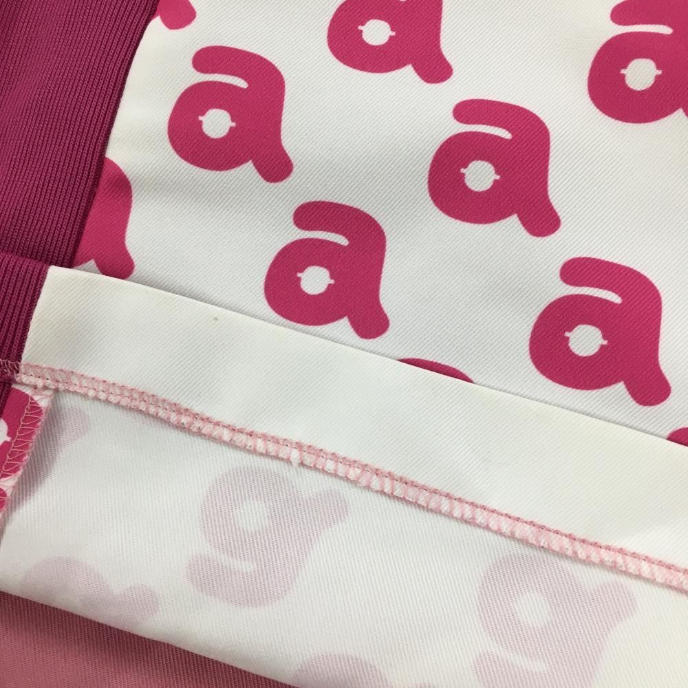 アルチビオ / archivio サイドラインスカートレディース ピンク 美品】アルチビオ スカート 白×ピンク ロゴ総柄 サイドリブ