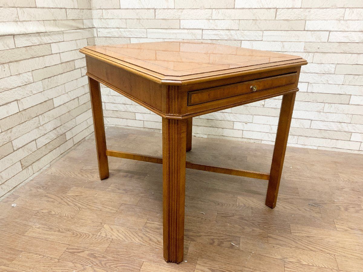 ◆ドレクセルヘリテイジ DREXEL HERITAGE サイドテーブル ナイトテーブル 木製 クラシック ヴィンテージ 補助天板付き B 畑1099