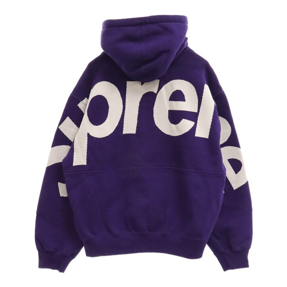 SUPREME (シュプリーム) 23AW Big Logo Jacquard Hooded Sweatshirt ビッグロゴ ジャガード プルオーバーパーカー パープル