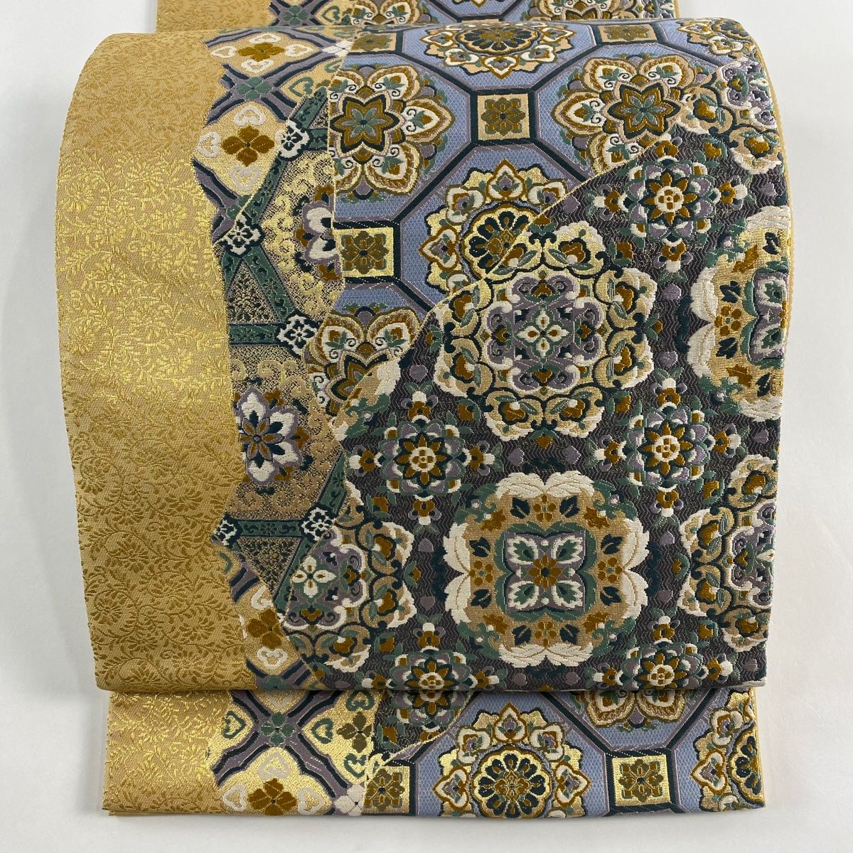 袋帯 秀品 華文 蜀江華文 金糸 刺繍 金色 六通 正絹