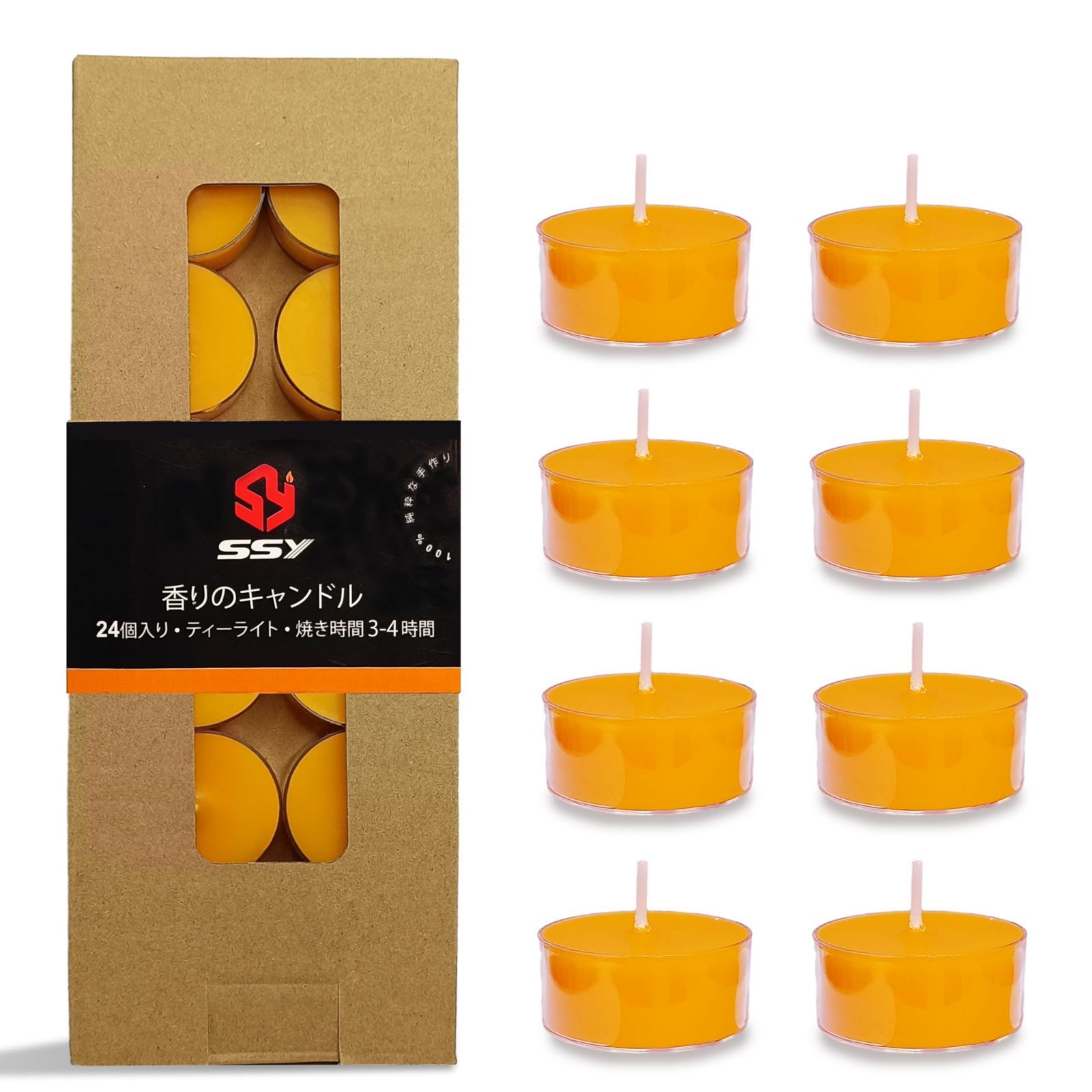 在庫セール】24個 ティーライトキャンドル クリアカップ Beeswax Tea Light Candles ロウソク 燃焼 約6時間 家庭装飾 暖茶  (円形) メルカリ