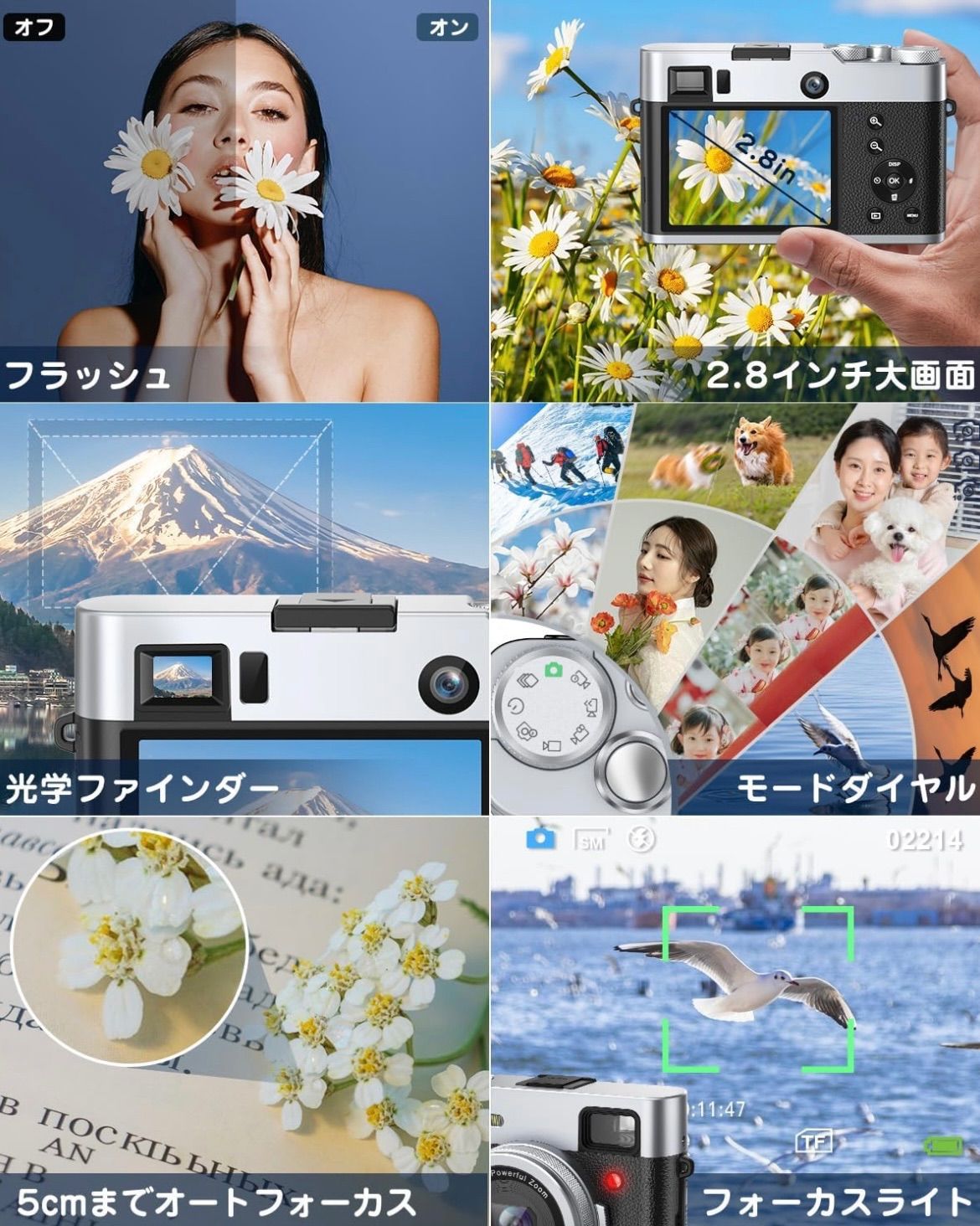 カメラ SIXTARY 5K デジカメ スマホに送れる デジタルカメラ 4800万