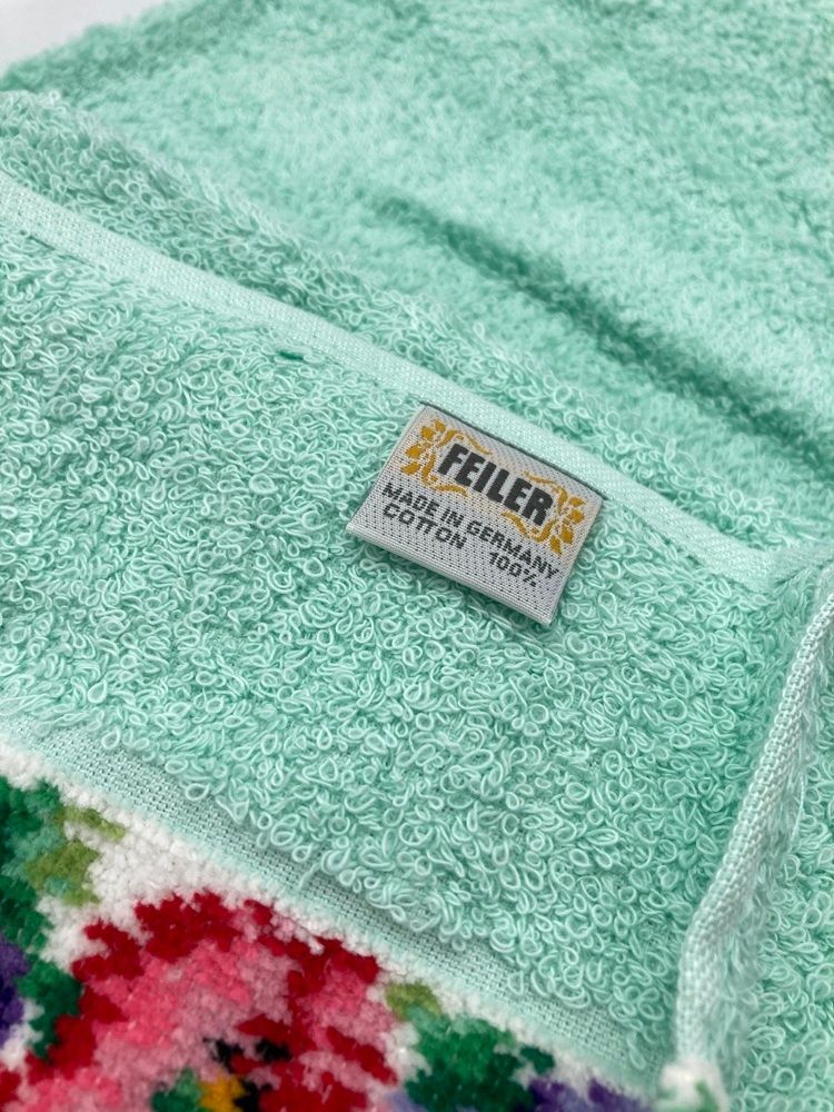未使用　FEILER フェイラー　花柄 バスタオル　グリーン FEILER フェイラー 花柄 フェイスタオル ミントグリーン 中古 D4